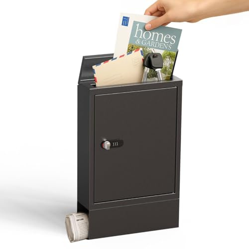 WeHere Wall-Mount Mailbox for Outside, Galvanized Steel Rust-Proof Mailboxes use Combination Lock, Large Letter Drop Box, Postbox for House Porch, Front Door, Fence