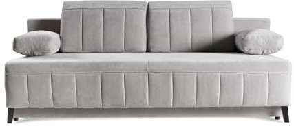 BETTSO - Sofa Aruna mit Schlaffunktion, Schlafsofa mit Bettkasten, Zwei große Bequeme Kissen, Strapazierfähiger Soff, Wohnlandschaft Freistehend, 200x98x90cm - Grau