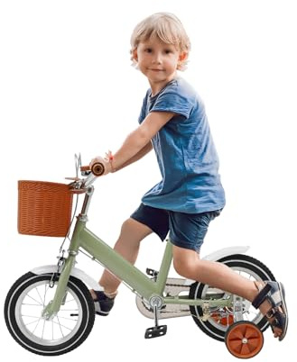 CUMELLIIR Kinderfahrrad 12 Zoll, Fahrrad Mit Stützrädern, Klingel Und Korb, Kinder Fahrrad Ab 3 Jahre Mädchen Junge, Gelb