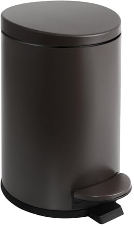TIPGO Small Trash Can with Lid Soft Close, 4.5 Liters / 1.2 Gallon Bathroom Garbage Can, Mini Step Trash Bin, Stainless Steel Wastebasket for Bathroom, Bedroom, Office (Brown)