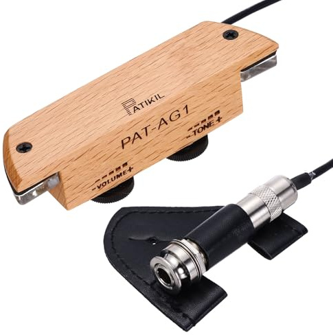 PATIKIL Acoustic Guitar Pickup, Passive Mahogany Guitar Pickups Sound Hole Pickup with Noise Cancel Volume Tone Control, Fits 3 11/16 to 4 1/8 (94-105mm) Sound Hole Diameter