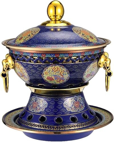 Kochgeschenk, Kupfer-Hotpot, Vintage, traditioneller chinesischer Kupfertopf for Einzelpersonen, kleiner Peking-Hotpot mit dicker Kuh, emaillierter Kupfer-Hotpot, for Familientreffen, Freunde, Partys(