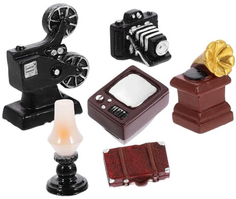 PartyKindom 1 Satz Retro-Kamera-Ornamente Retro-Minikoffer Mini-TV-Modell dekorativer Minifernseher Mini-Hausphonograph Desktop-Modell Mini-Hausversorgung Miniaturmodell Harz