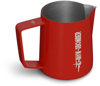 MHW-3BOMBER Brocca per latte espresso da 500 ml, in acciaio inox per espresso, cappuccino e schiuma, con design a forma di coccodrillo, accessorio barista: rosso P6741R