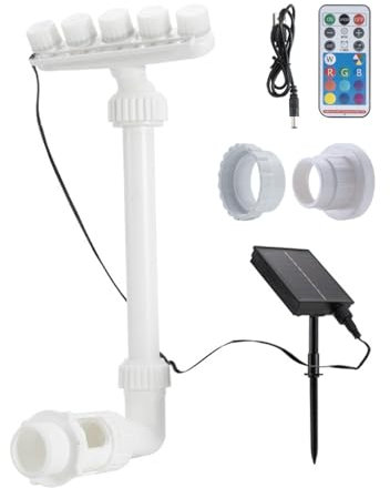 Fiauli Pool Fountain for Above and In-Ground Pools, 7 Color LED Lights Spray Waterfall Sprinkler Fountain, Above Ground Pool Accessories, Adjustable Waterfall Cooling and Relaxation White