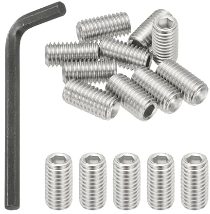 PATIKIL Madenschrauben 1/2-13x1 UNC Grobgewinde Innensechskant, 10 Stück | Gewindestifte Set mit Schraubendreher für Türklinken Halterung Möbel Lampen Wasserhahn Reparatur