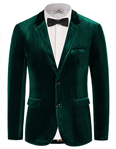 PaulJones Chaqueta de terciopelo para hombre, traje de fiesta de boda, Navidad, 2 botones, esmoquin para hombre, XXL