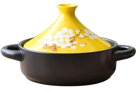 HAJHI Tajín Marroquí Llama Abierta Gas Pintado A Mano Cerámica Tajine Marroqui 1,5L Para 1-2 Personas Tajina Cocción Lenta Sopa Guisado