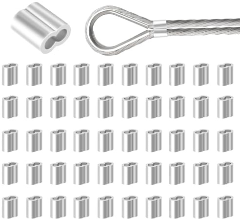 50 Stück Seilklemme Drahtseilklemme 3 mm, Quetschhülsen Angeln Pressklemmen Seilklemmen, Würgeklemmen Klemmhülsen für Gummiseil 3 mm