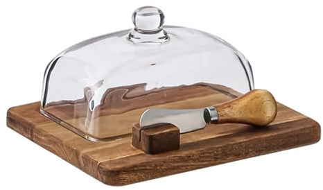 Butter Dish Burriera in vetro trasparente, contenitore portaburro con coltello, per decorare la cucina(Brown1)