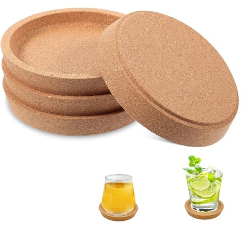 sottobicchieri in sughero 4 pezzi rotondi con bordo rialzato 10 cm assorbenti resistenti per bicchieri tazze vasi cucina soggiorno ufficio bar regalo elegante