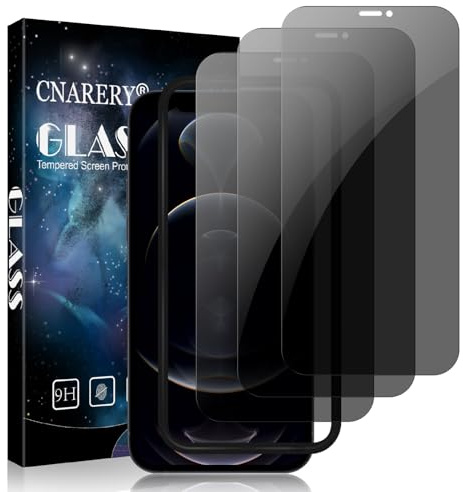 Cnarery 3 Pack for iPhone 12 Pro Max Privacy Screen Protector, Anti-Scratch 9H Hardness Scratch Resistant Case Friendly High Sensitivity Anti Spy Tempered Glass Film With Installation Frame