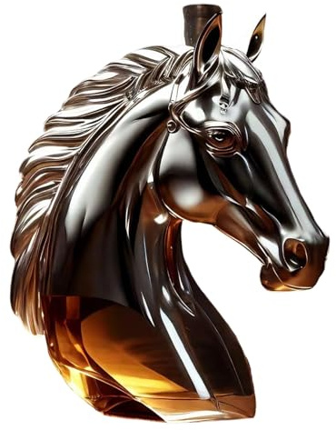 JSGHGDF Forma di testa di cavallo Whisky Decanter Alcoli Contenitore Novità Bottiglia di Liquore di Vetro Divertente Accessori per Bere Testa di Cavallo Whisky Decanter