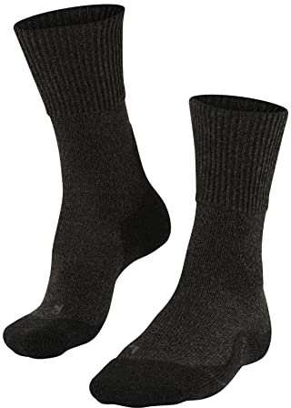 FALKE Damen Wandersocken TK1 Adventure Wool W So Wolle Funktionsmaterial antiblasen dick 1 Paar, Grau Smog 3150, 41-42