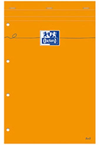 Oxford 100106286 Notizblock - Everyday A4+ gelocht, liniert mit Rahmen, 80 Blatt, /m², 5-er Pack, orange