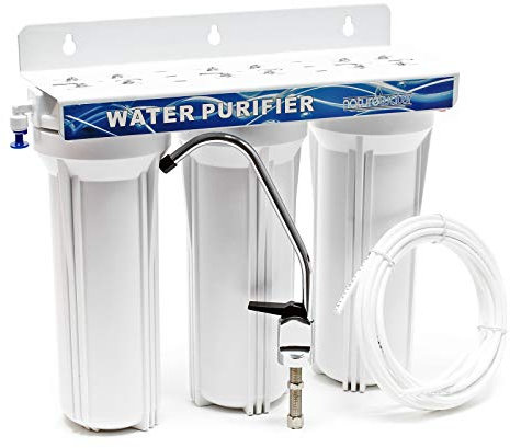 Naturewater NW-PR303 Filtre à eau potable 1/4 6,35 mm – 395 x 155 x 360 mm – 3 Étapes – 360 L/h – pour 10 / Ø 60 mm – avec Sédiments et Charbon actif – Filtration Purification Bactéries Pesticides