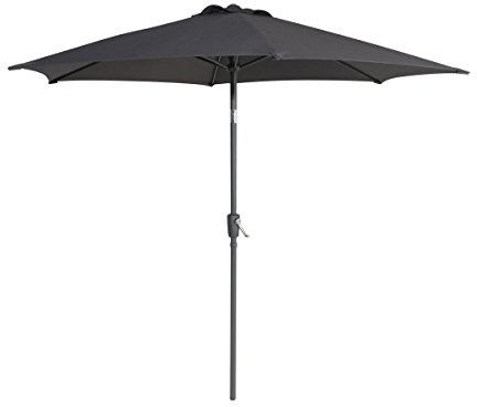 Greemotion greenmotion Sonnenschirm mit UV-Schutz 50+ -Balkonschirm anthrazit grau-Gartenschirm knickbar-Terrassenschirm 270 cm Durchmesser-Outdoor Schirm für Balkon, Terrasse & Garten, 270x270x240 cm