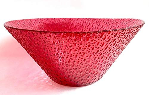 HEHELEBANG Diam 25cm Raindrop decor Recyled Glass Salad Bowl Fruit Bowl,red color