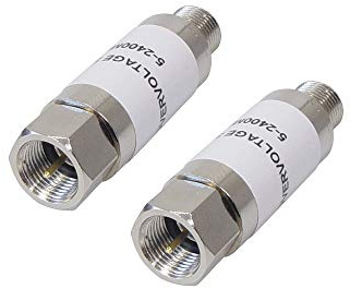 Sat Überspannungsschutz 2x Blitzschutz Sat-Anlage Kabel DVB-T F Kupplung Stecker Anschluss Schutzadapter für Koaxialkabel Satelliten Anlagen Antennen Coax Kaox TV DVB-S LNB BK UKW HD 4K UHD 2 x Stück