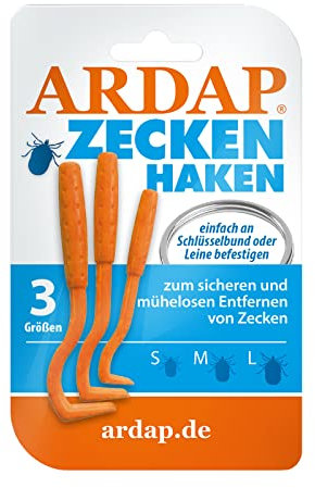 ARDAP Pince à tiques et crochet à tiques Pack de 3 - Simple et efficace - Pince à tiques professionnelle pour chiens, chats & pince à tiques pour humains - Fiable contre les tiques de toutes tailles