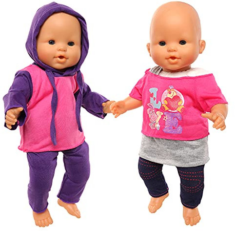 Miunana 2 Set Fashion Kleidung Outfits für Baby Puppen, Puppenkleidung für 35-43 cm Puppen