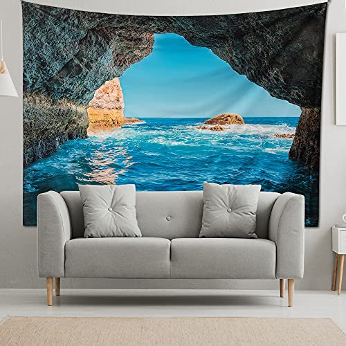 riijk Wandteppich extra groß 250x180cm. Motiv „Meeresgrotte“. Auch als Picknickdecke. Großes Wandtuch für tolle Raum-Atmosphäre