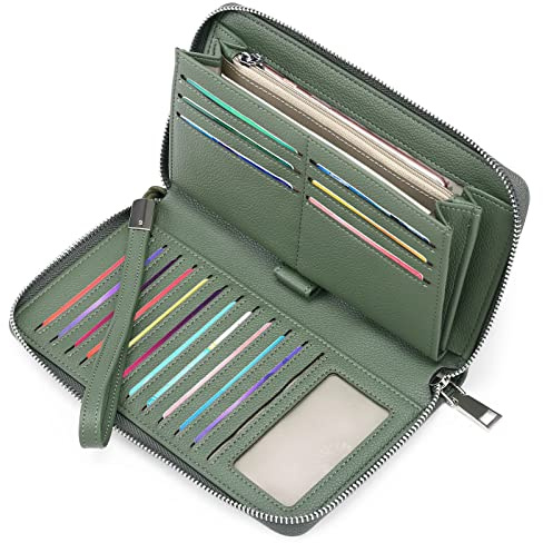 GAEKEAO Damen Geldbörse, große Kapazität Leder Damen Geldbörse Reißverschluss Kupplung mit RFID-Blockierung und Mehreren