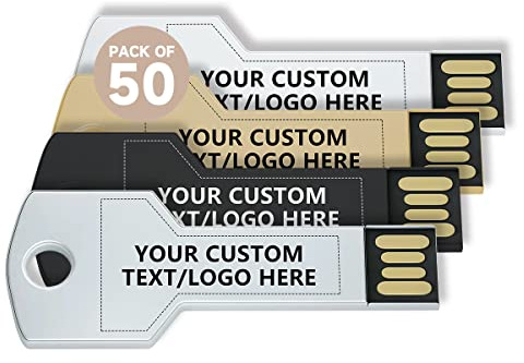 Paintechz USB Stick Schlüssel Personalisiert 50 Stück mit Logo Bedrucken oder Gravieren - als Firmengeschenk und Werbegeschenk - 512MB