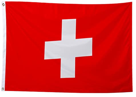 150x90cm Schweiz Flagge, Schweizer Fahne mit 2 Metallösen für den Innen- und Außenbereich, Schweiz Nationalflagge in leuchtenden Farben, dekoriert bei Sportveranstaltungen, Partys, Paraden