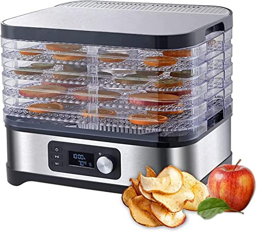 Samnuerly Food Dehydrator Fruit Dryer Mini Dehydrators with 5 Large Trays, Adjustable Thermostat Perfect for Dried Fruit, Vegetables, Meat, Jerky, Pet Treats