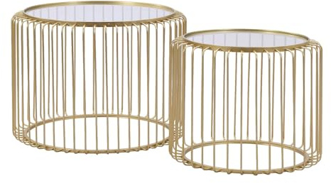 Vente-unique - Mesa de Centro Ferida - L 68cm x A 68cm x H 49cm - Cristal - Dorado