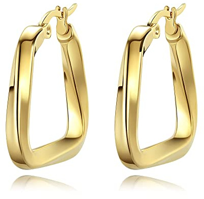 YeGieonr Creolen Gold Edelstahl Ohrringe Damen Wasserfest – Chunky Goldene Perlenohrringe Schmuck mit Zirkonia Herz Anhänger, Hypoallergen Jewelry for Women