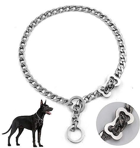 Edelstahl Hundehalsband,Verstellbare Hunde Halsband,P-Kette Hundehalsband für Hund spazieren gehen (S(49cm/19.3in))