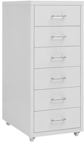 Bussandri Exclusive - Aktenschrank mit Rollen Grau 28x41x69 cm Metall