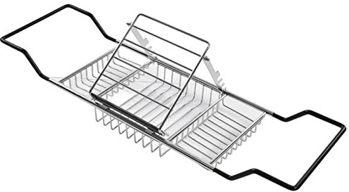 Bandejas De Bañera Para Bañera, Bandeja De Acero Inoxidable Para Bañera, Mesa Plateada, Estantes Para Bañera, Ducha, Bañera, Bandeja Para Carrito Con Soporte Extraíble Para Libros, Soporte Para Estant