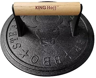 Gusseiserne Grillpresse Burgerpresse Burger-Fleischpresse 22 cm KINGHOFF KH-1760