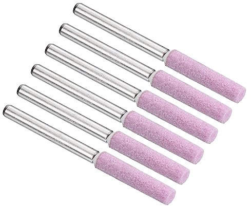 PATIKIL 1.6 Length Grinding Stone File, 6 Pack Chainsaw Sharpener Stone Ceramic Bits Grinding Tool for Polishing Chainsaw Metal Wood, Pink