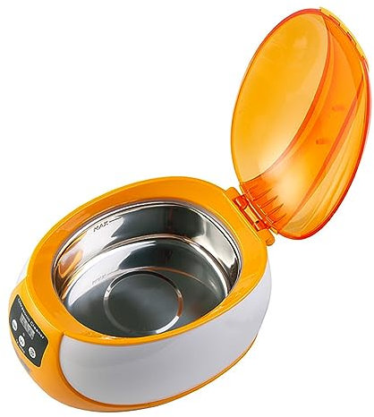 PAHION Digitale Ultraschallreinigungsmaschine Kleiner Haushalt Multifunktionswäsche Ultraschallbad Aus Edelstahl Schmuck-Reinigungsgerät Reinigungswerkzeuge (Color : Orange)
