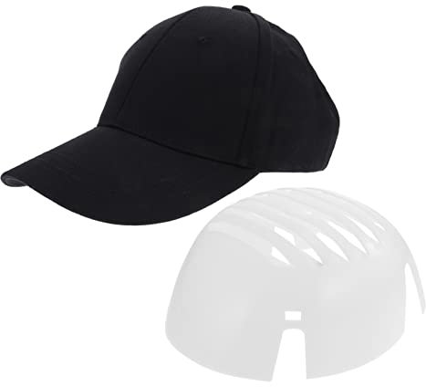 Hemobllo Bump Cap Insert and Baseball Hat Set, Black Hard Hat Shaper Insert Kr8883pe Shell, Safety Bump Caps for Men Construction Work, 2pcs