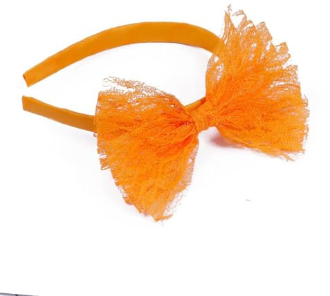 Damen Haarreif mit große Schleife,Spitzen Schleife Stirnbänder Vintage Haarband Kopfband Haarbänder Stirnband Haarschmuck Haar-Accessoires für Frauen Mädchen Tägliches Tragen,Orange