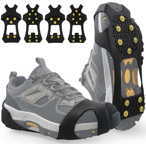 2 Pairs Crampon Ice Cleat Ice Snow Grips Over Shoe Boots Traction Cleats Crampons for Walking on Ice&Snow Anti Slip Cleat Fasten Quickly Easily Over Footwear (XXLarge【Women(14.5-17)/Men(13-15.5)】)