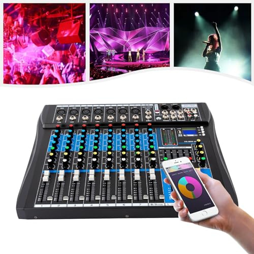 Audio Mixer 8 Kanal Audio Mixer Aufnahme Digital Bluetooth Mischpult USB DJ Karaoke Party für Karaoke DigitalAudio Mixer