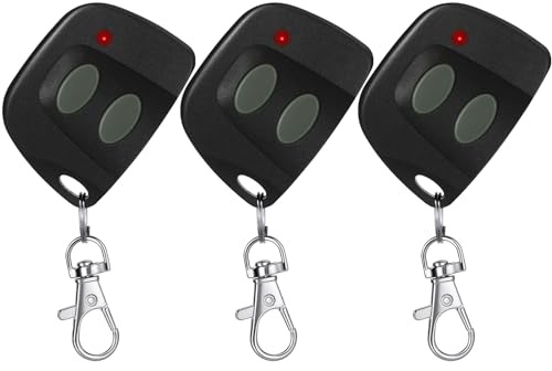 Kingdder 3 Pcs 10 Dip Switch Two Button Garage Door Remote Compatible with Multicode 300mhz 3089 3060 3070 3083 Gate Opener Remote with Keychain, Control 2 Different Doors Simultaneously