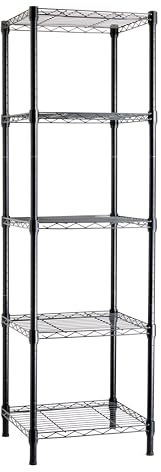 Amazon Basics Verstellbares Turmregal mit 5 Regalböden, Lagereinheit, Schwarz, 40.6 x 40.6 x 137.2 cm (T x B x H)