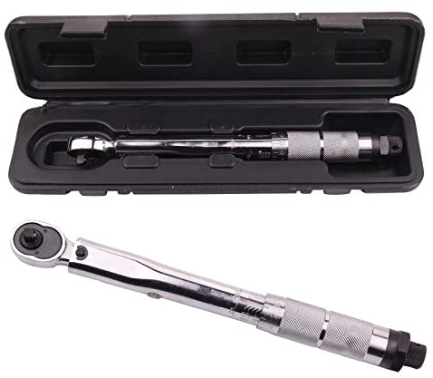 Adjustable 1/4 Square Drive Torque Wrench 5-25Nm Ratchet Wrench - Double Scale Drive Torque Micrometer Chrome Wheel Bolt Nut Wrench for Wheel - incl. Case