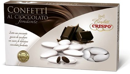 CONFETTI CRISPO BIANCHI AL CIOCCOLATO FONDENTE SENZA GLUTINE DA 1 Kg. GRAMMI 1000 PER NOZZE BATTESIMO COMUNIONE CRESIMA E ANNIVERSARI