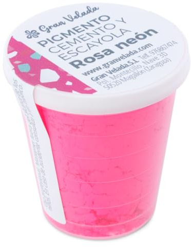 Pigmento Rosa Neon para Cemento y Escayola | Polvo de Color Insoluble para Creaciones DIY | Alta Concentración y Fácil de Usar | 500 cc