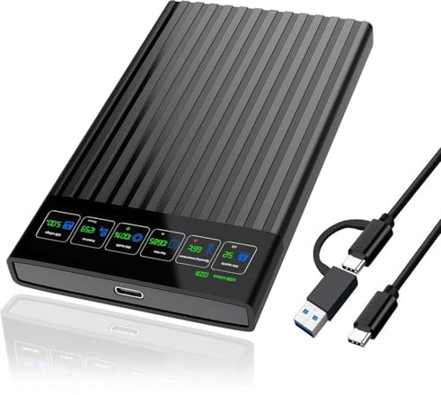 HWAYO 2.5'' 1TB Portable External Hard Drive with LCD Display HD Screen USB3.1/3.2 Type C HDD Storage for PC, Desktop, Laptop, Mac OS, Xbox One, PS4, PS5 (1TB)