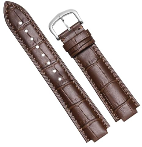 Chlikeyi 14-22mm konvexes Uhrenarmband aus echtem Leder, Rindsleder-Uhrenkette für Herren und Damen, Farbe 7, 22 mm