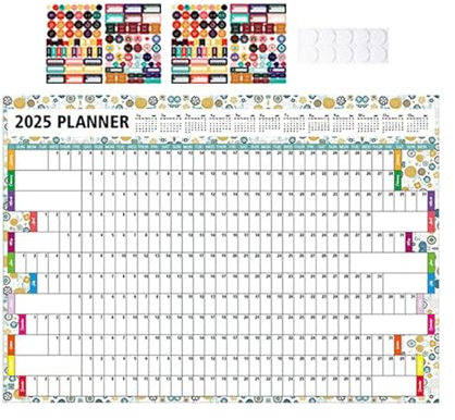 Jahreswandkalender 2025 – Großer Jahreskalender, Januar 2025 – Dezember – Wandkalender mit Aufklebern, Wandplaner 2025 Großbritannien, Ganzjahreskalender 2025 für Zuhause, Schule
